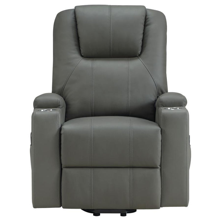 Armstrong - Upholstered Power Lift Massage Recliner - Gray Lift Chair modern furniture Contempo Furniture