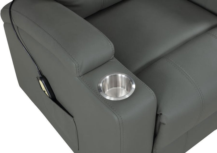 Armstrong - Upholstered Power Lift Massage Recliner - Gray Lift Chair modern furniture Contempo Furniture