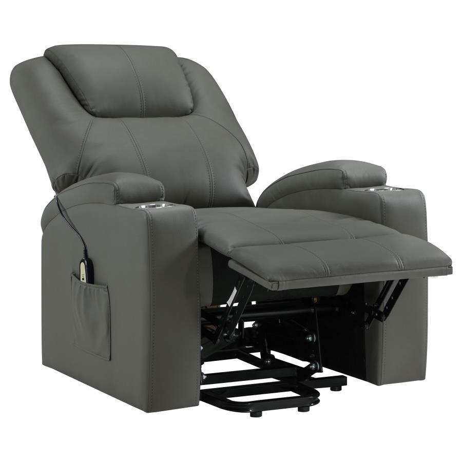 Armstrong - Upholstered Power Lift Massage Recliner - Gray Lift Chair modern furniture Contempo Furniture