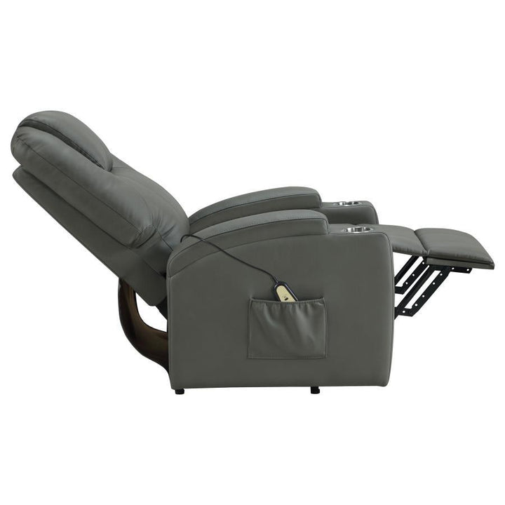 Armstrong - Upholstered Power Lift Massage Recliner - Gray Lift Chair modern furniture Contempo Furniture
