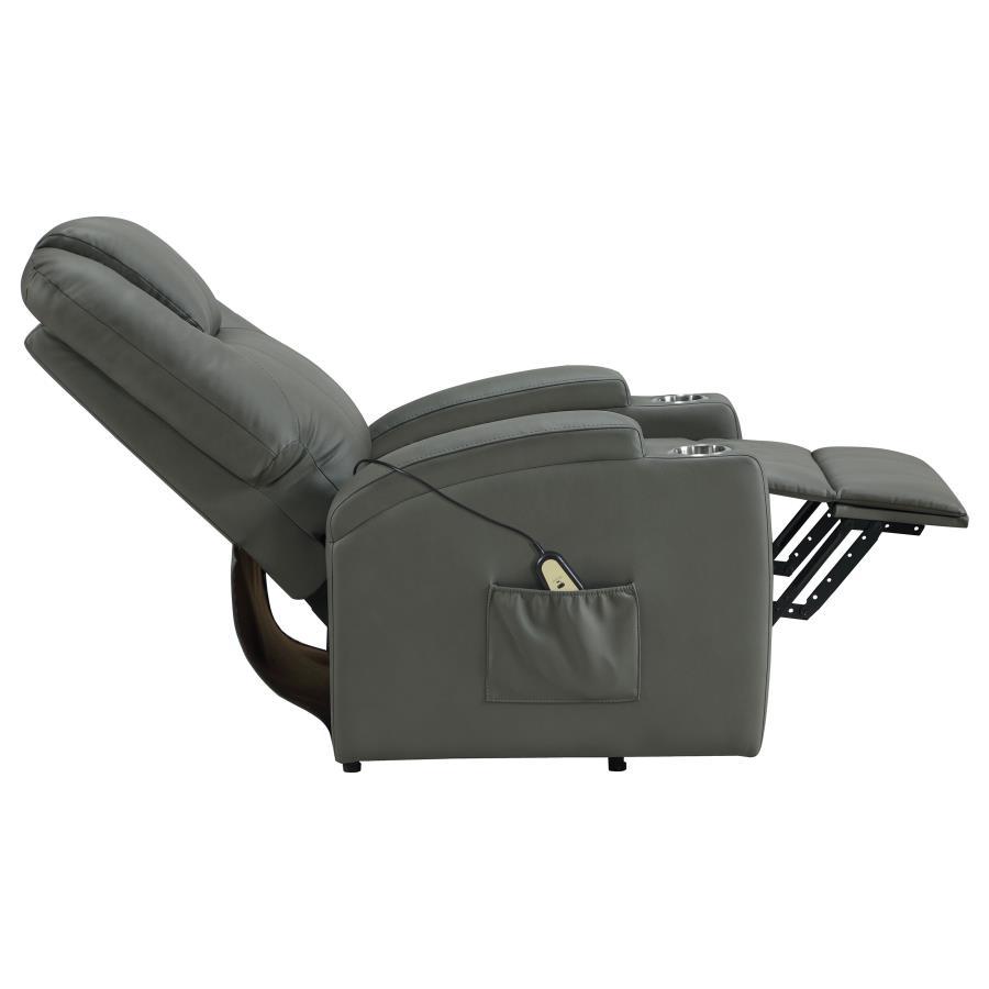 Armstrong - Upholstered Power Lift Massage Recliner - Gray Lift Chair modern furniture Contempo Furniture