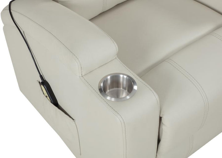 Armstrong - Upholstered Power Lift Massage Recliner - Ivory Lift Chair modern furniture Contempo Furniture