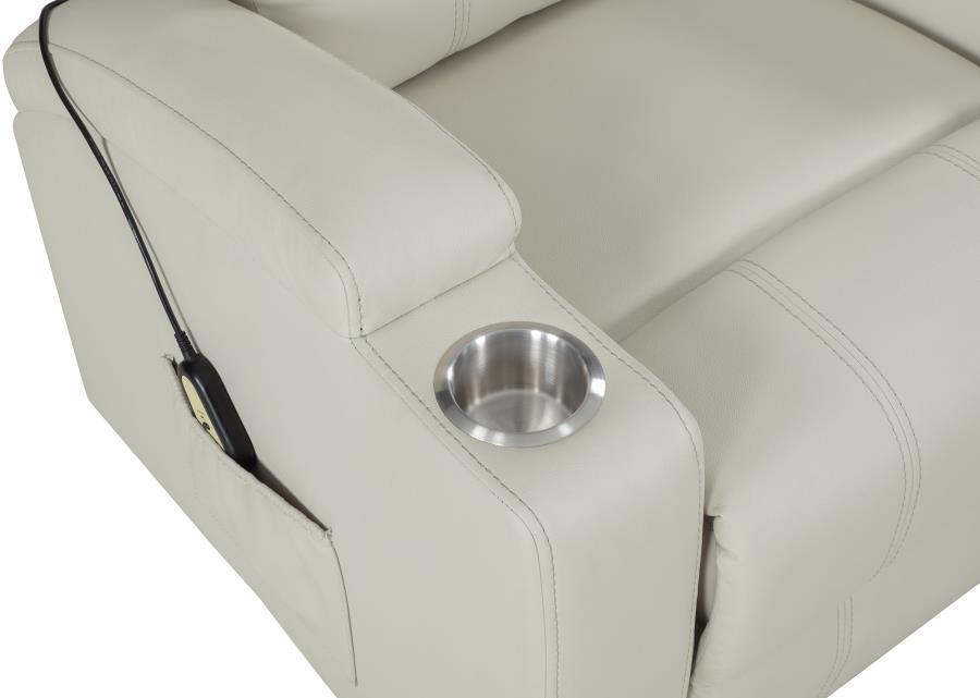 Armstrong - Upholstered Power Lift Massage Recliner - Ivory Lift Chair modern furniture Contempo Furniture