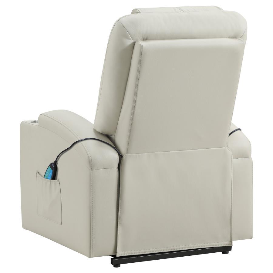 Armstrong - Upholstered Power Lift Massage Recliner - Ivory Lift Chair modern furniture Contempo Furniture
