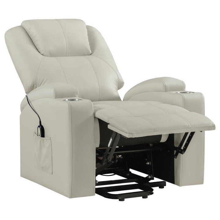 Armstrong - Upholstered Power Lift Massage Recliner - Ivory Lift Chair modern furniture Contempo Furniture