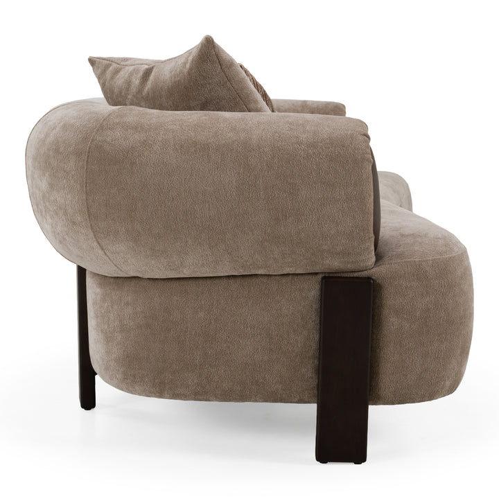 Arnaud - Modern Tan Fabric + Brown Oak Sofa