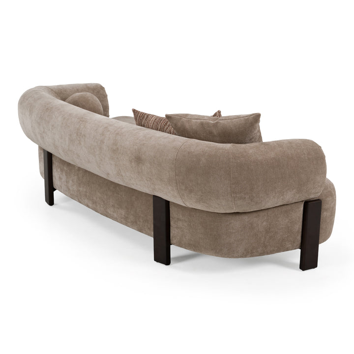 Arnaud - Modern Tan Fabric + Brown Oak Sofa