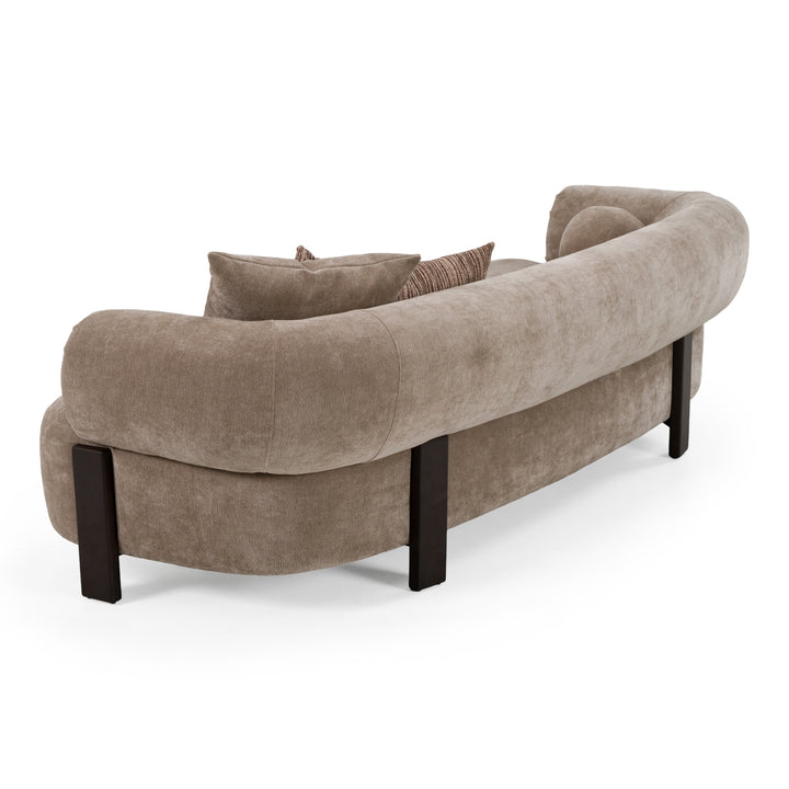 Arnaud - Modern Tan Fabric + Brown Oak Sofa