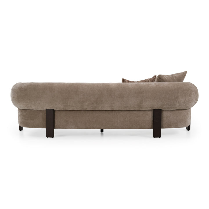 Arnaud - Modern Tan Fabric + Brown Oak Sofa