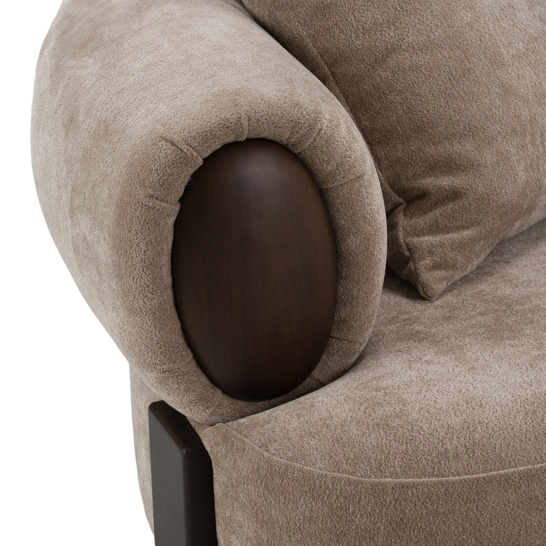 Arnaud - Modern Tan Fabric + Brown Oak Sofa