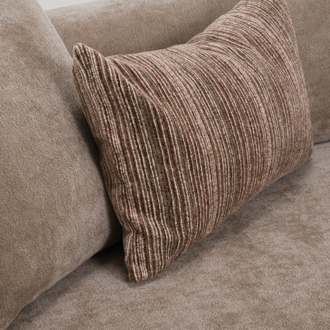 Arnaud - Modern Tan Fabric + Brown Oak Sofa