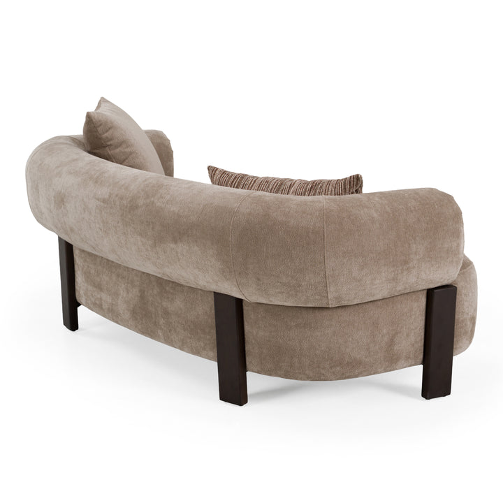 Arnaud - Modern Tan Fabric + Brown Oak Loveseat Sofa