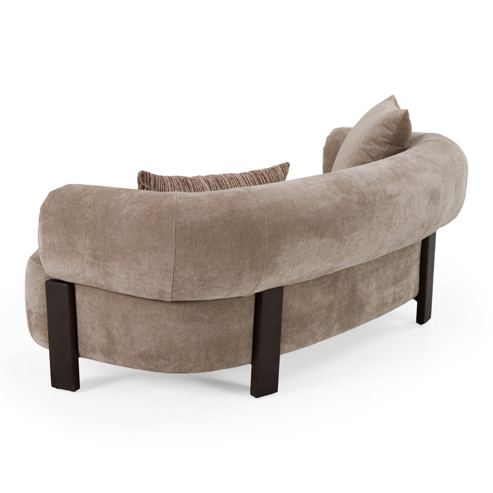 Arnaud - Modern Tan Fabric + Brown Oak Loveseat Sofa