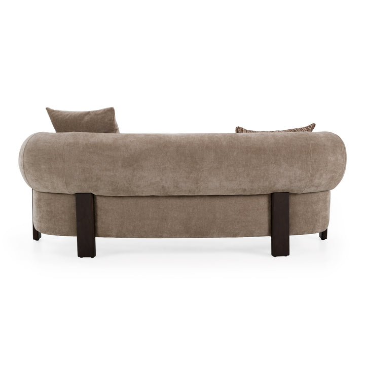 Arnaud - Modern Tan Fabric + Brown Oak Loveseat Sofa