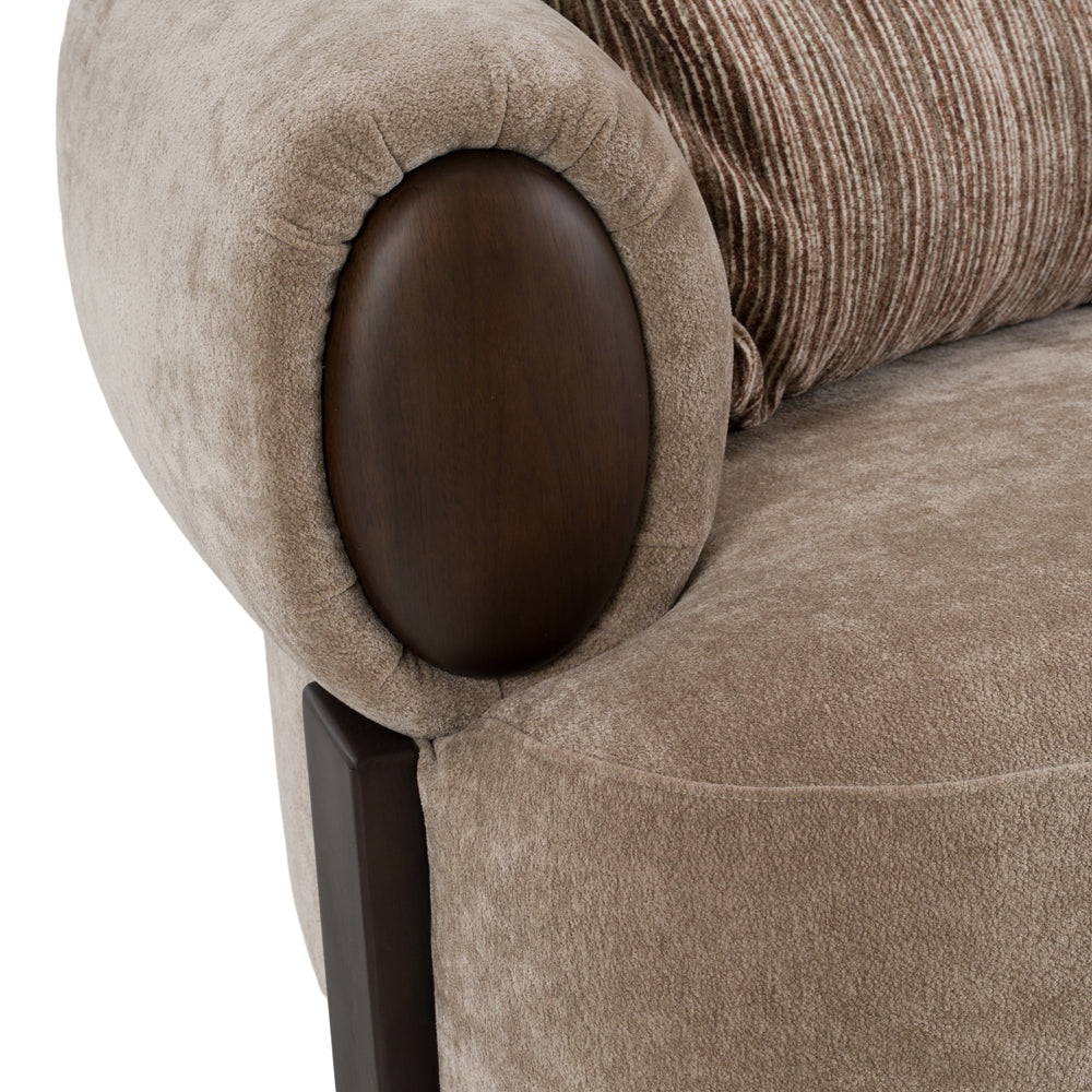 Arnaud - Modern Tan Fabric + Brown Oak Loveseat Sofa - View 6