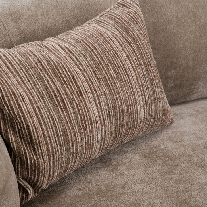 Arnaud - Modern Tan Fabric + Brown Oak Loveseat Sofa