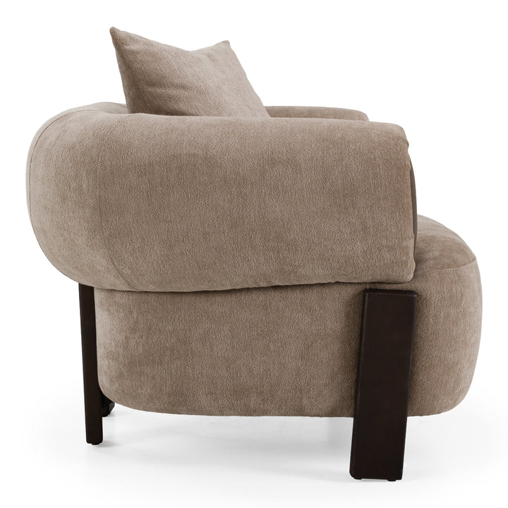 Arnaud - Modern Tan Fabric + Brown Oak Accent Chair