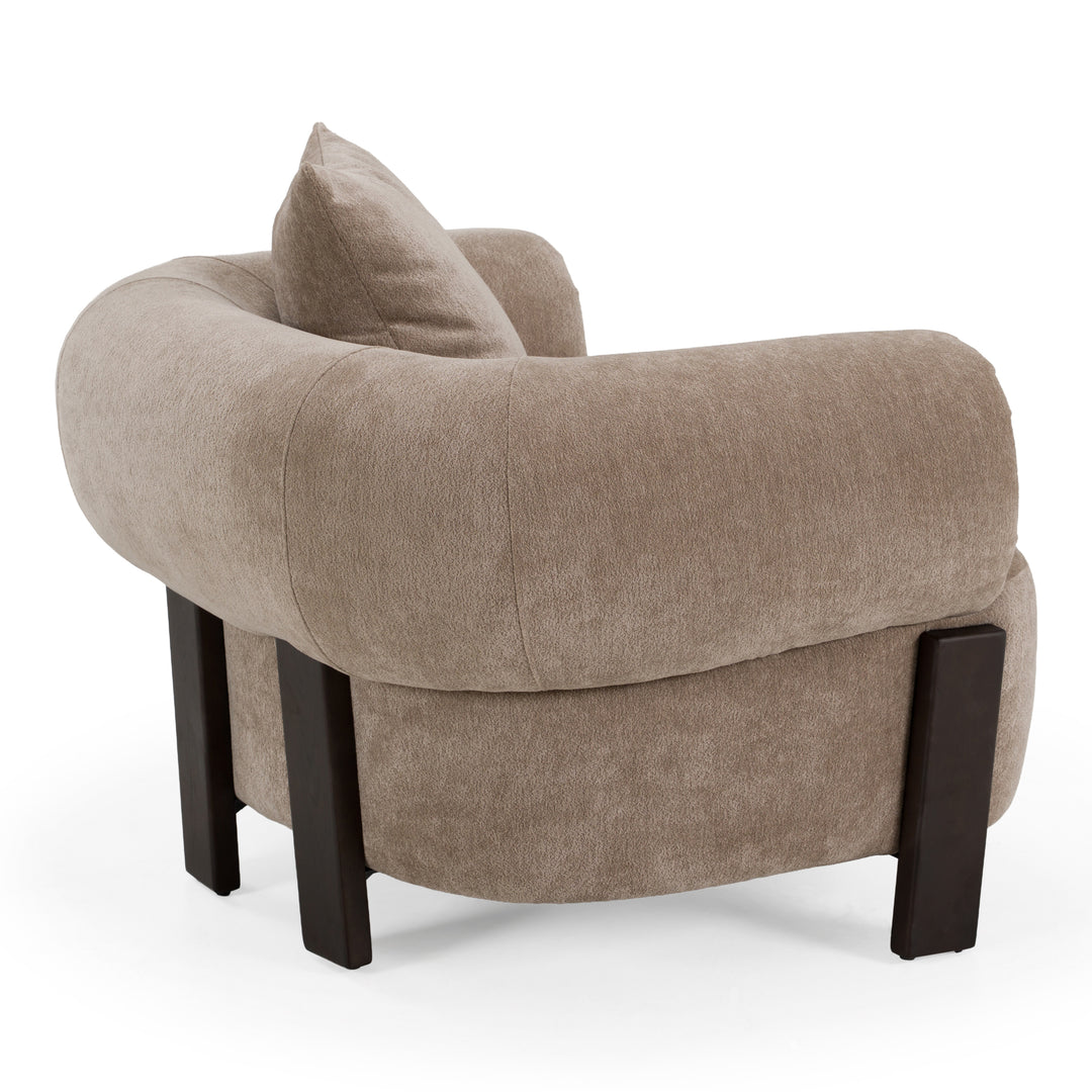 Arnaud - Modern Tan Fabric + Brown Oak Accent Chair