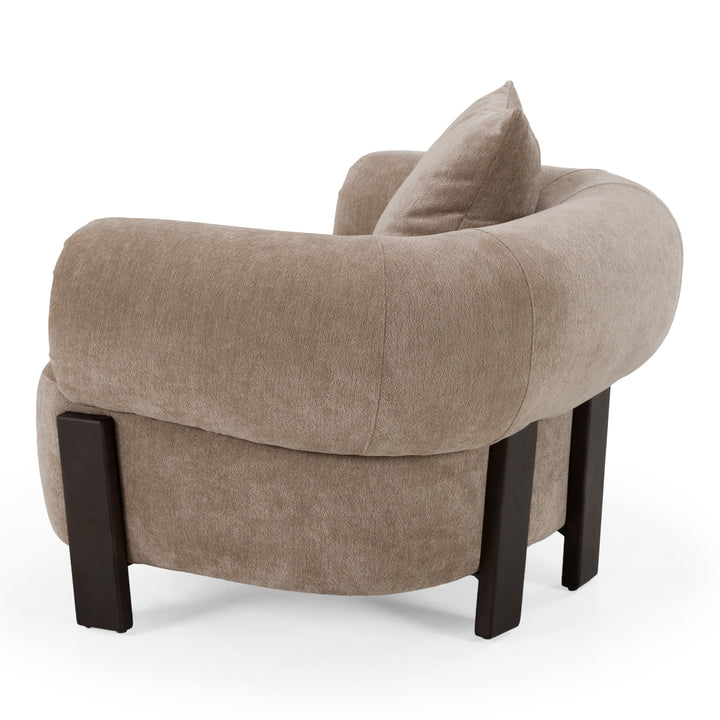 Arnaud - Modern Tan Fabric + Brown Oak Accent Chair