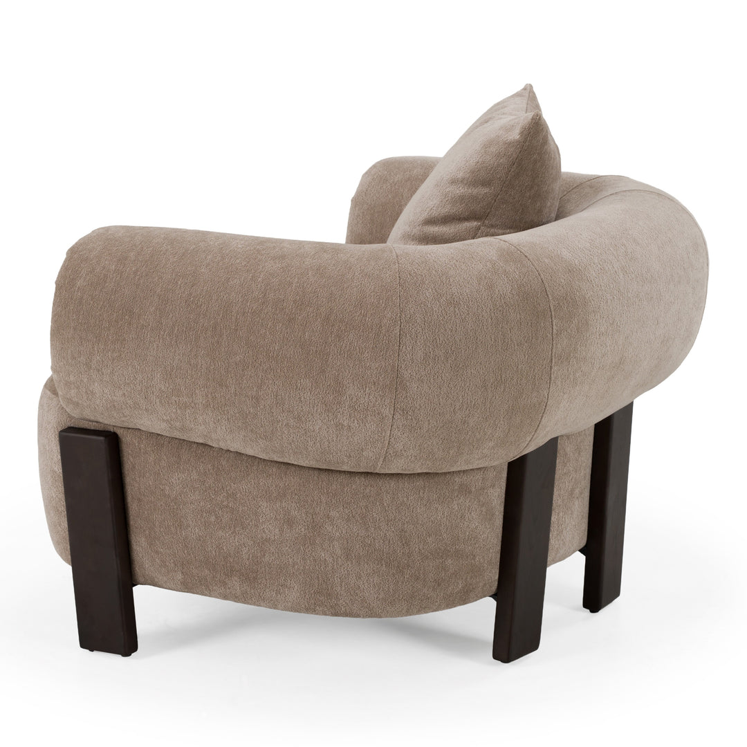 Arnaud - Modern Tan Fabric + Brown Oak Accent Chair