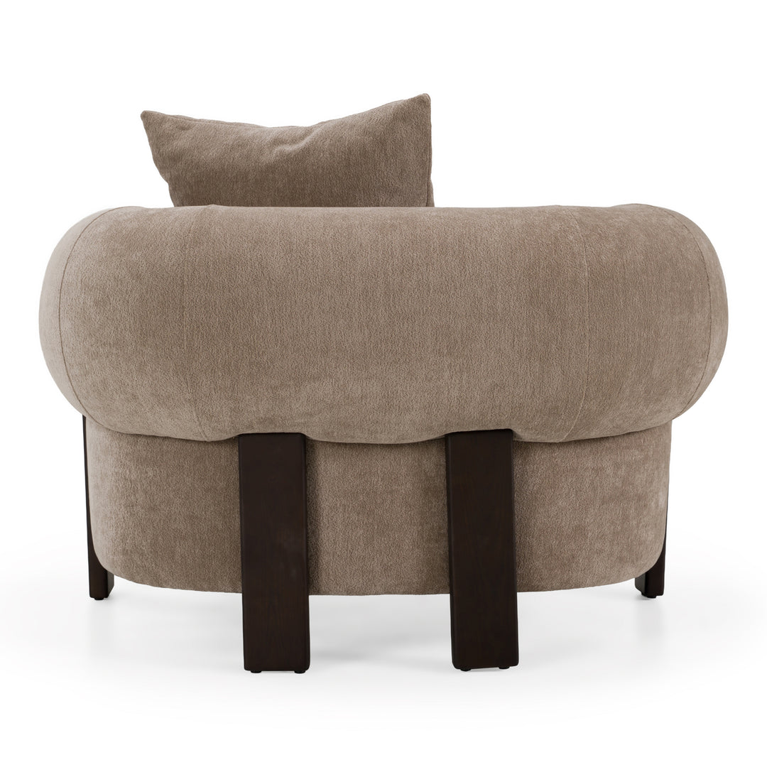 Arnaud - Modern Tan Fabric + Brown Oak Accent Chair