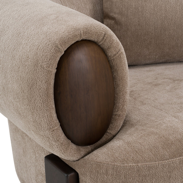 Arnaud - Modern Tan Fabric + Brown Oak Accent Chair