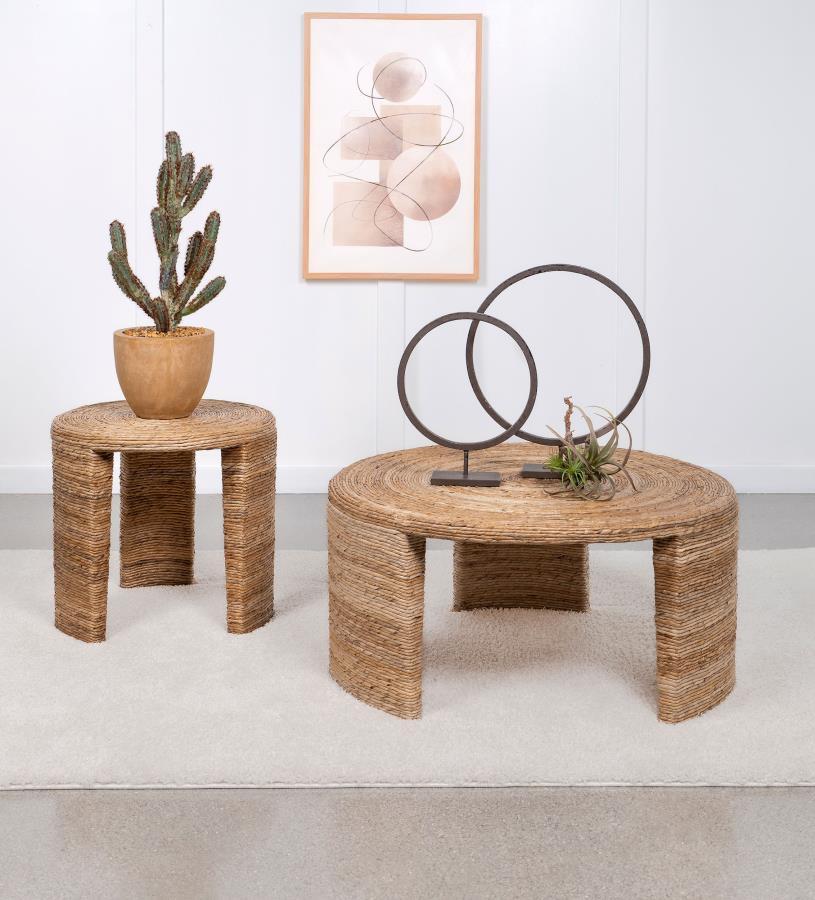 Artina - Woven Rattan Round Side End Table - Natural End Table modern furniture Contempo Furniture