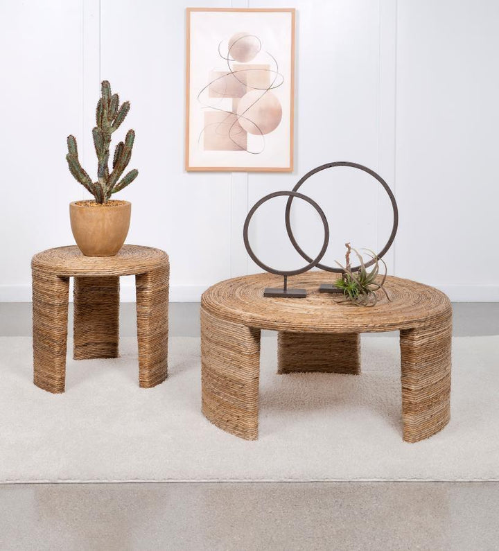 Artina - Woven Rattan Round Side End Table - Natural End Table modern furniture Contempo Furniture