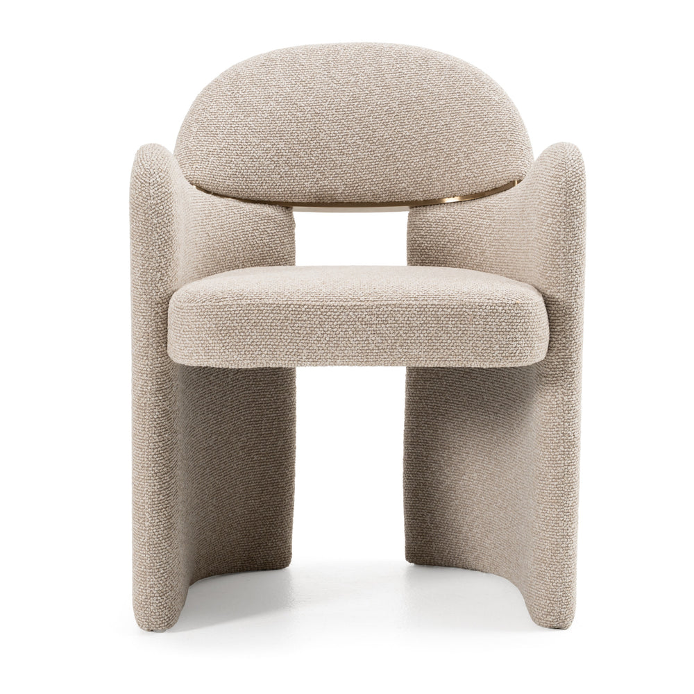 Ashley - Modern Beige Fabric + Brushed Brass Dining Chair - View 9