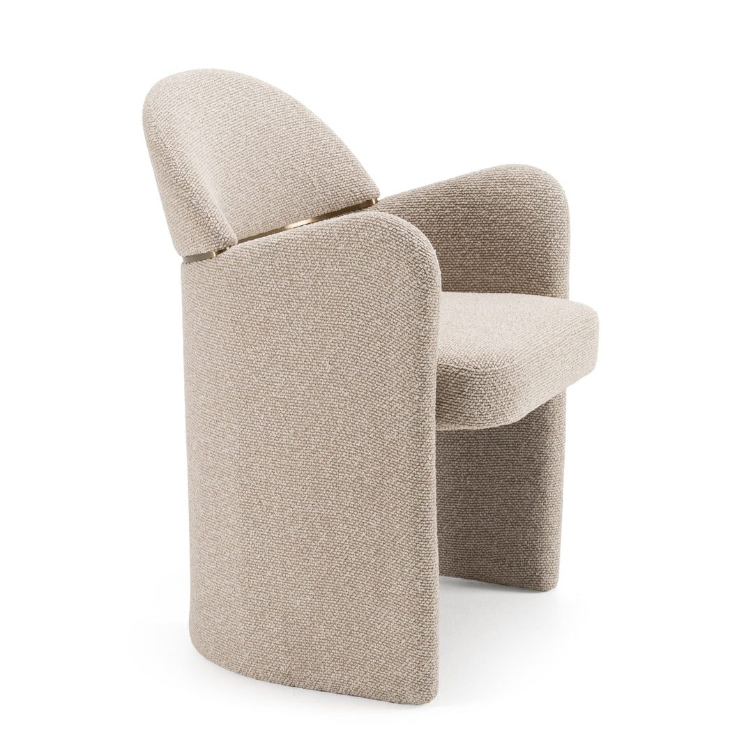 Ashley - Modern Beige Fabric + Brushed Brass Dining Chair