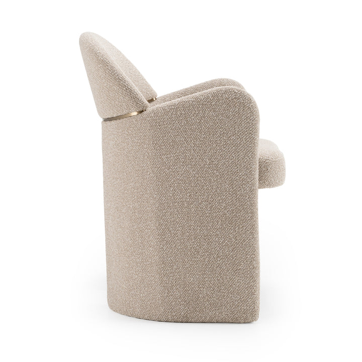Ashley - Modern Beige Fabric + Brushed Brass Dining Chair