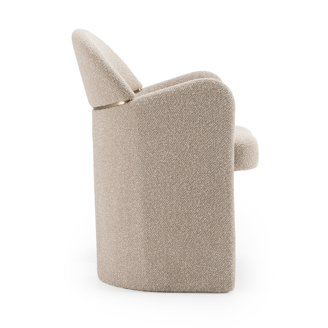 Ashley - Modern Beige Fabric + Brushed Brass Dining Chair