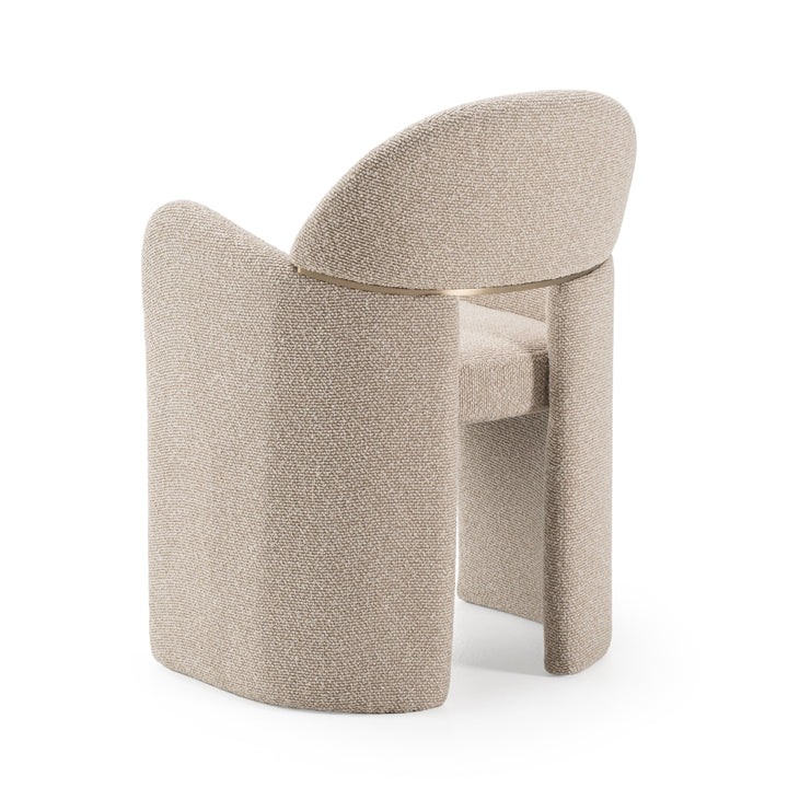 Ashley - Modern Beige Fabric + Brushed Brass Dining Chair