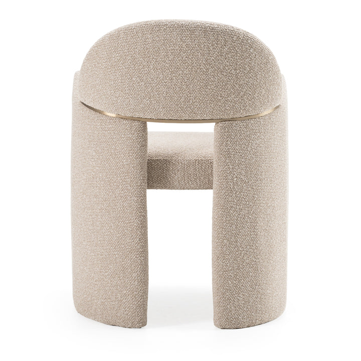 Ashley - Modern Beige Fabric + Brushed Brass Dining Chair