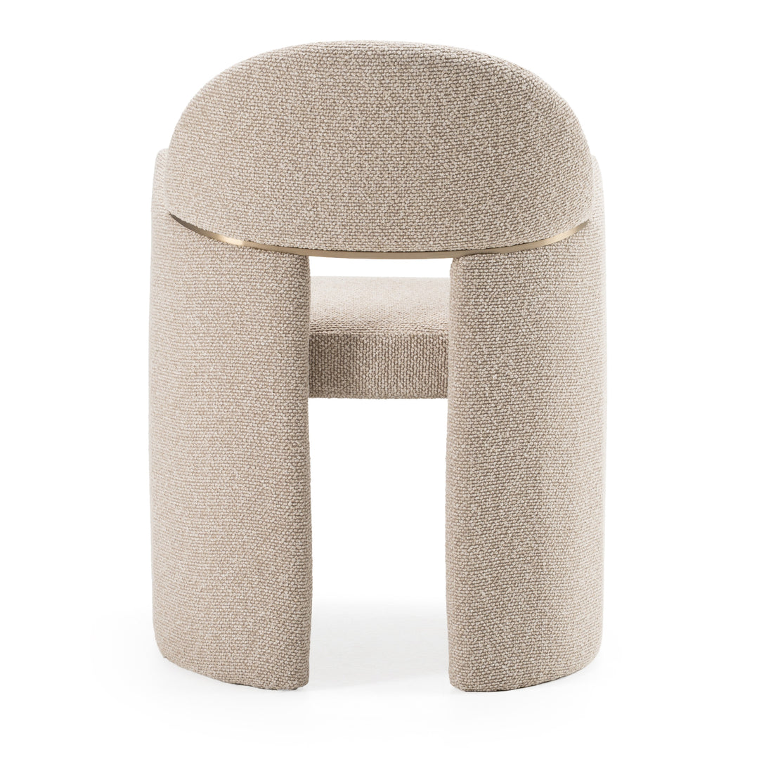 Ashley - Modern Beige Fabric + Brushed Brass Dining Chair