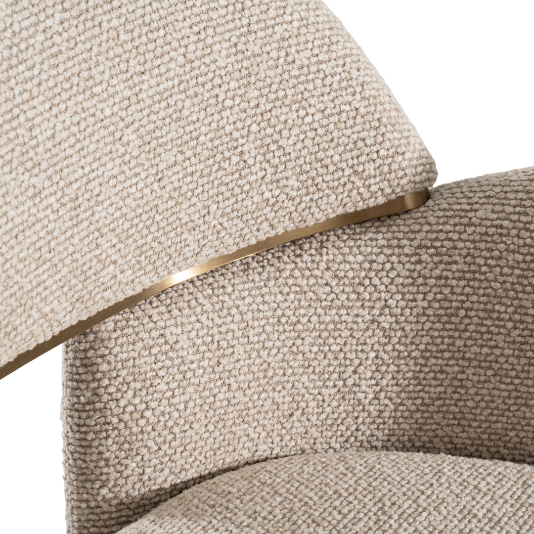 Ashley - Modern Beige Fabric + Brushed Brass Dining Chair