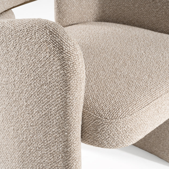 Ashley - Modern Beige Fabric + Brushed Brass Dining Chair