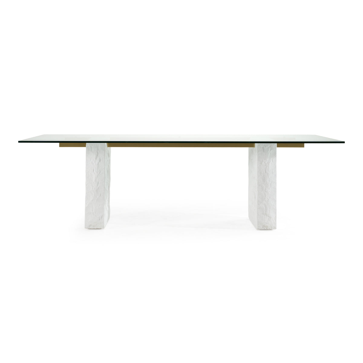Ashley - Modern Glass + White Fiberglass Dining Table