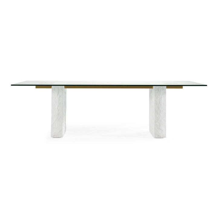 Ashley - Modern Glass + White Fiberglass Dining Table