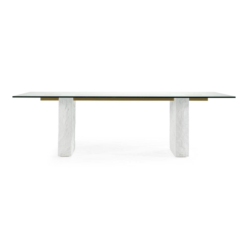 Ashley - Modern Glass + White Fiberglass Dining Table