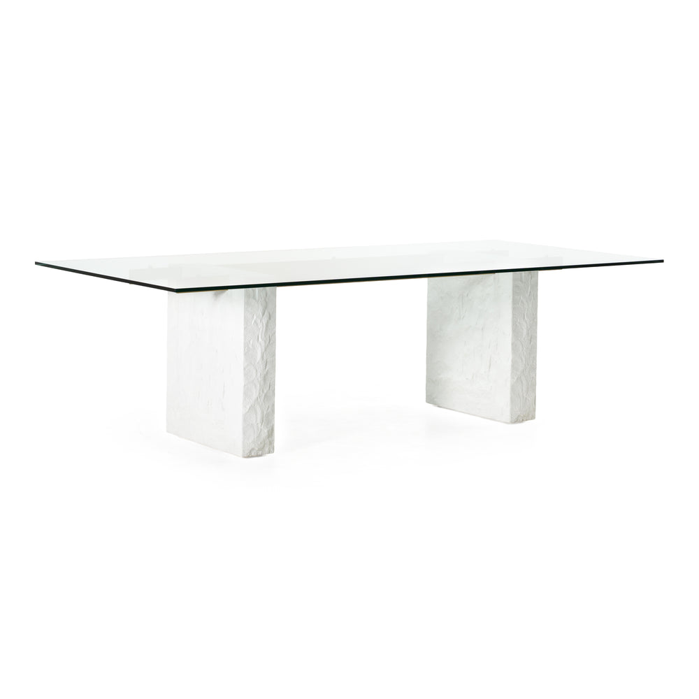 Ashley - Modern Glass + White Fiberglass Dining Table