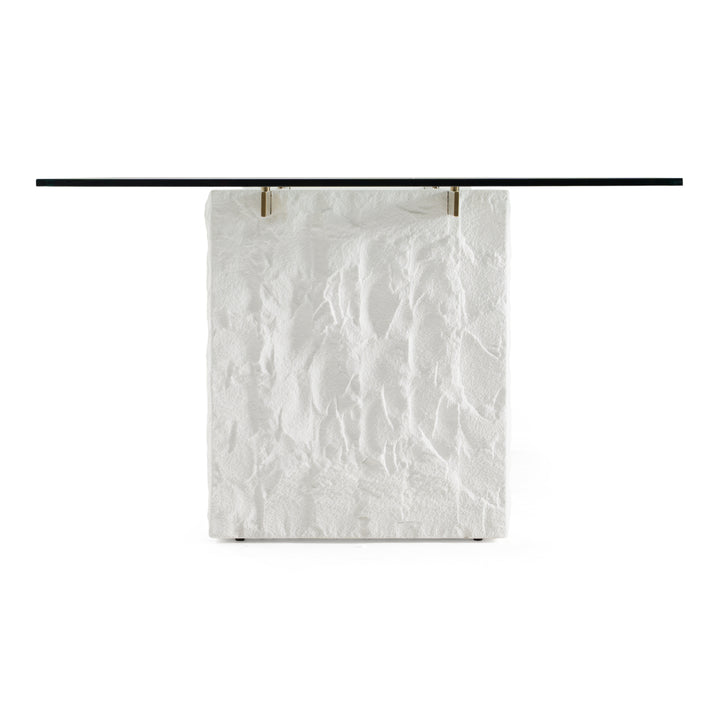 Ashley - Modern Glass + White Fiberglass Dining Table