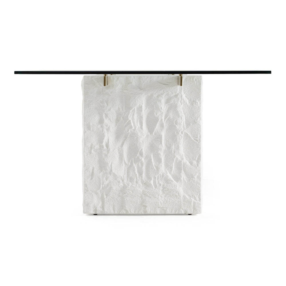 Ashley - Modern Glass + White Fiberglass Dining Table