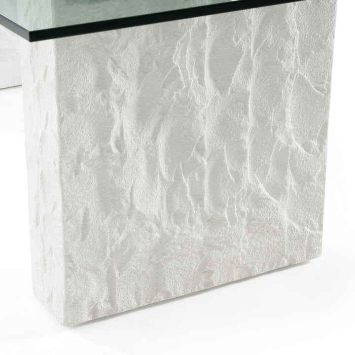 Ashley - Modern Glass + White Fiberglass Dining Table