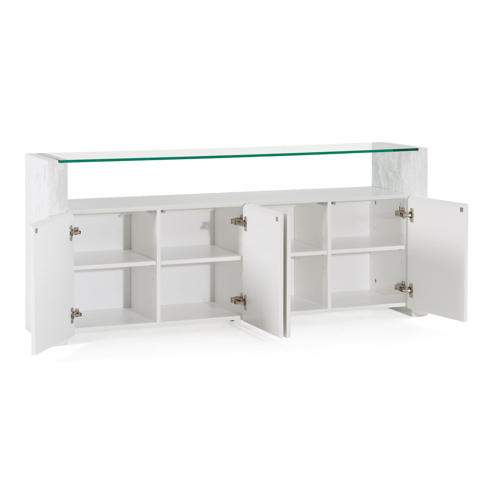 Ashley - Modern Glass + White Fiberglass Buffet