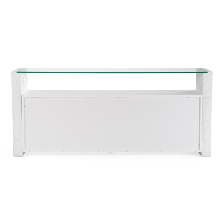 Ashley - Modern Glass + White Fiberglass Buffet