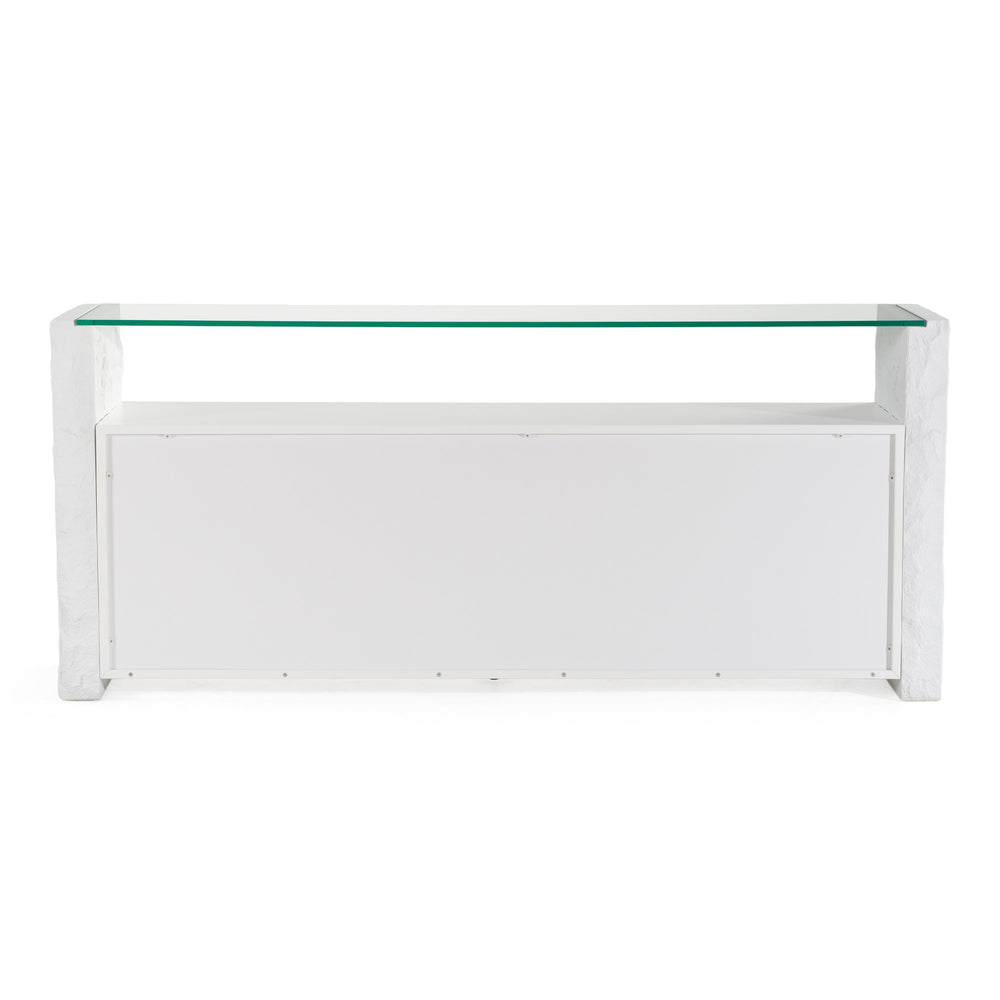 Ashley - Modern Glass + White Fiberglass Buffet