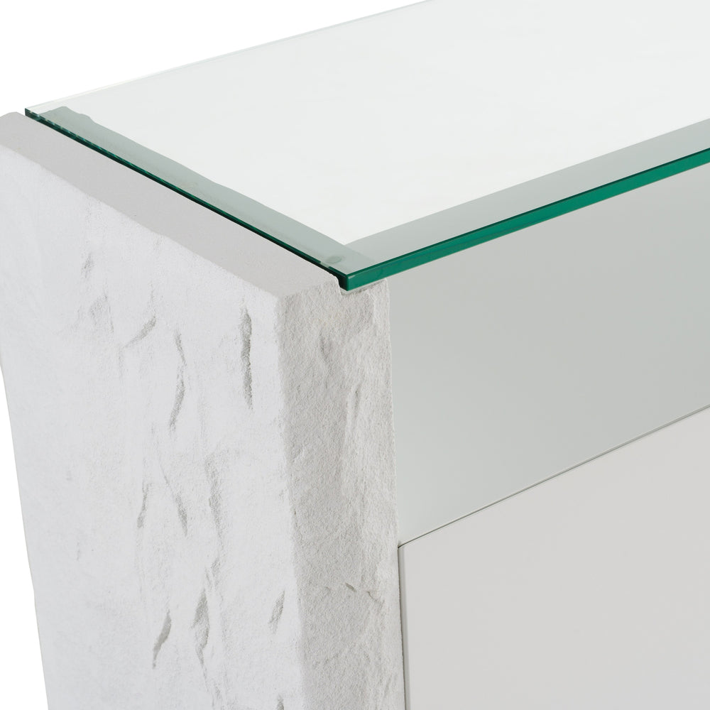 Ashley - Modern Glass + White Fiberglass Buffet