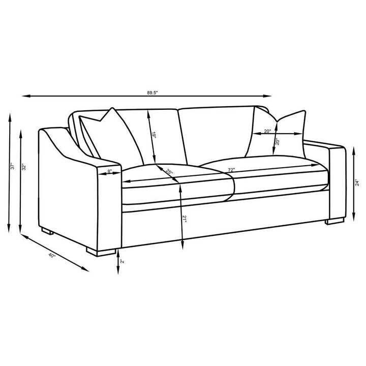 Ashlyn - 2 Piece Upholstered Sloped Arm Sofa Set - White Stationary Sofa &amp; Loveseat modern furniture Contempo Furniture