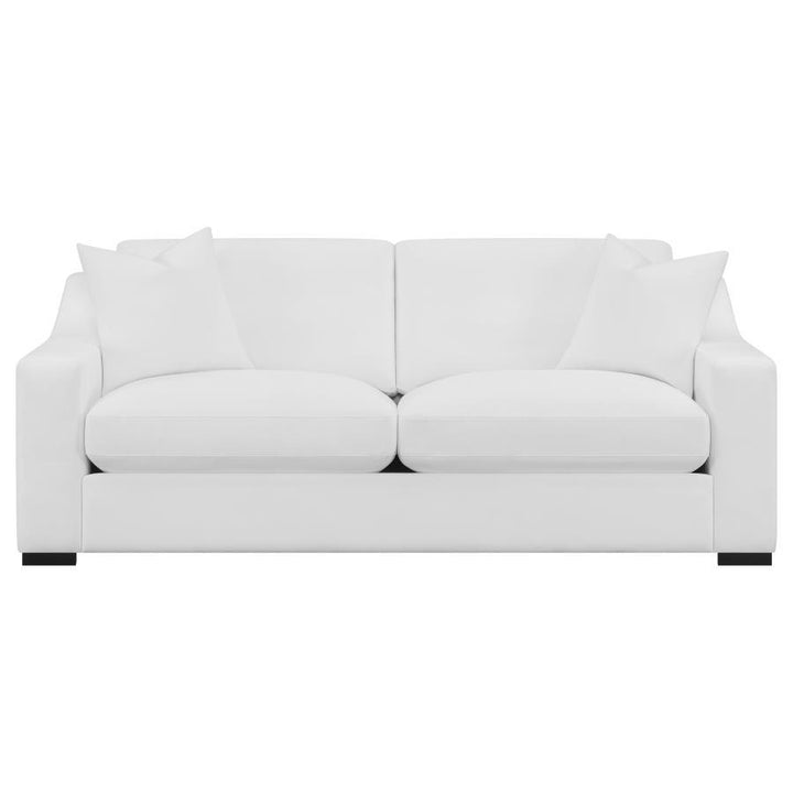 Ashlyn - 2 Piece Upholstered Sloped Arm Sofa Set - White Stationary Sofa &amp; Loveseat modern furniture Contempo Furniture